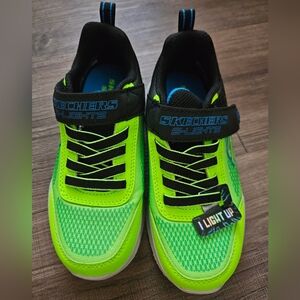 Skechers S-Lights Neon Green Kids' Sneakers